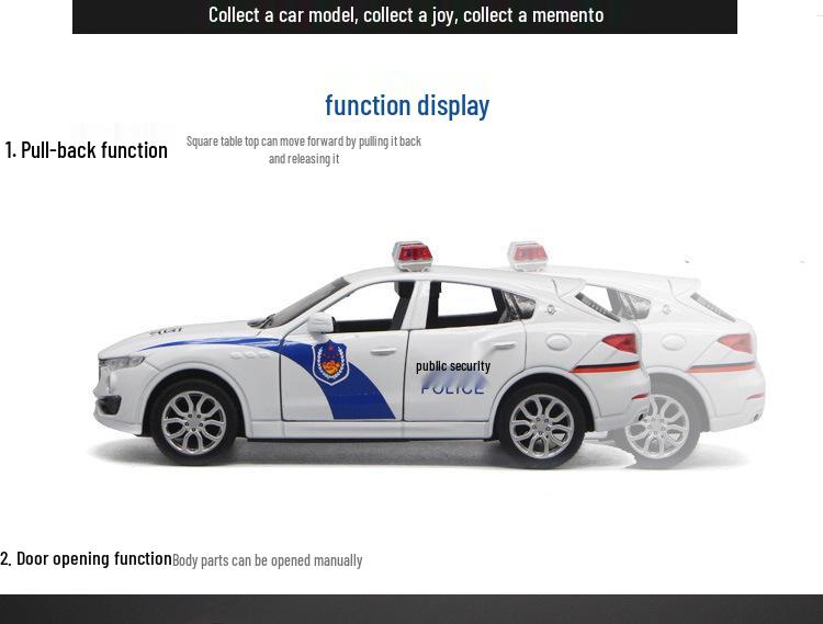 1:32 Pull-Back Alloy Police Car Toy with Lights & Sound – Six-Opening Doors for Kids