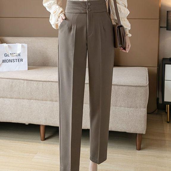 Women's High Waist Slimming Drapey Cropped Pants for Spring/Autumn