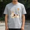 Adult and Childrens Cute Pet Dopamine Healing Series Multiple Pure Cotton Tshirts Couples and Parentchild Birthday Surprise