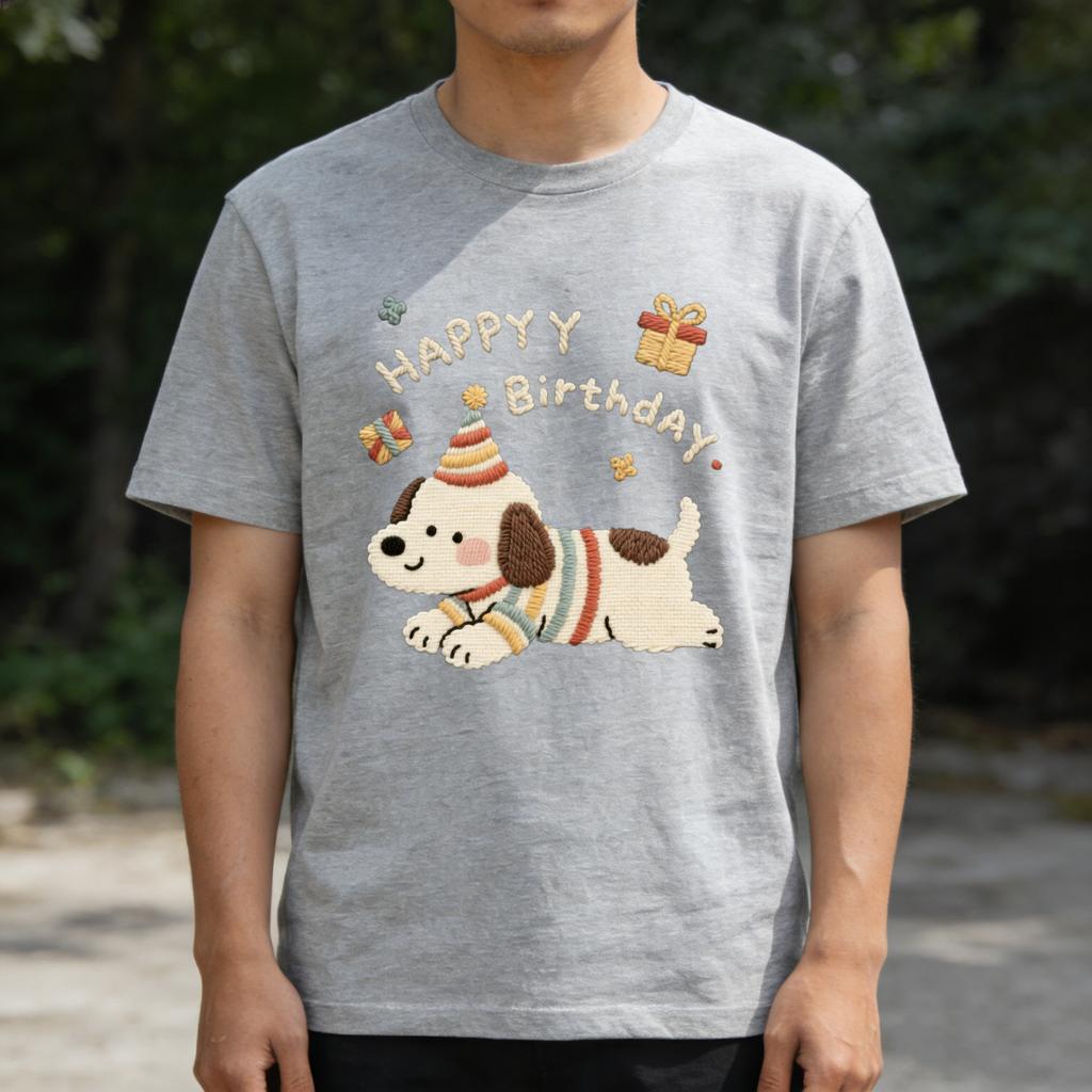 Adult and Childrens Cute Pet Dopamine Healing Series Multiple Pure Cotton Tshirts Couples and Parentchild Birthday Surprise