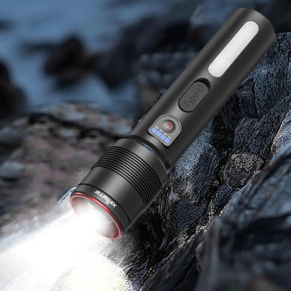 Rechargeable Mini Flashlight COB Side Lamp Long-Range Pocket Torch Waterproof Long-lasting Strong Lighting Flashlight Hiking