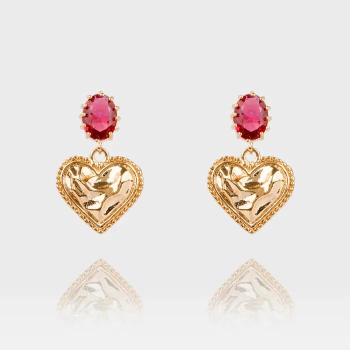 18K Ruby vintage heart earring