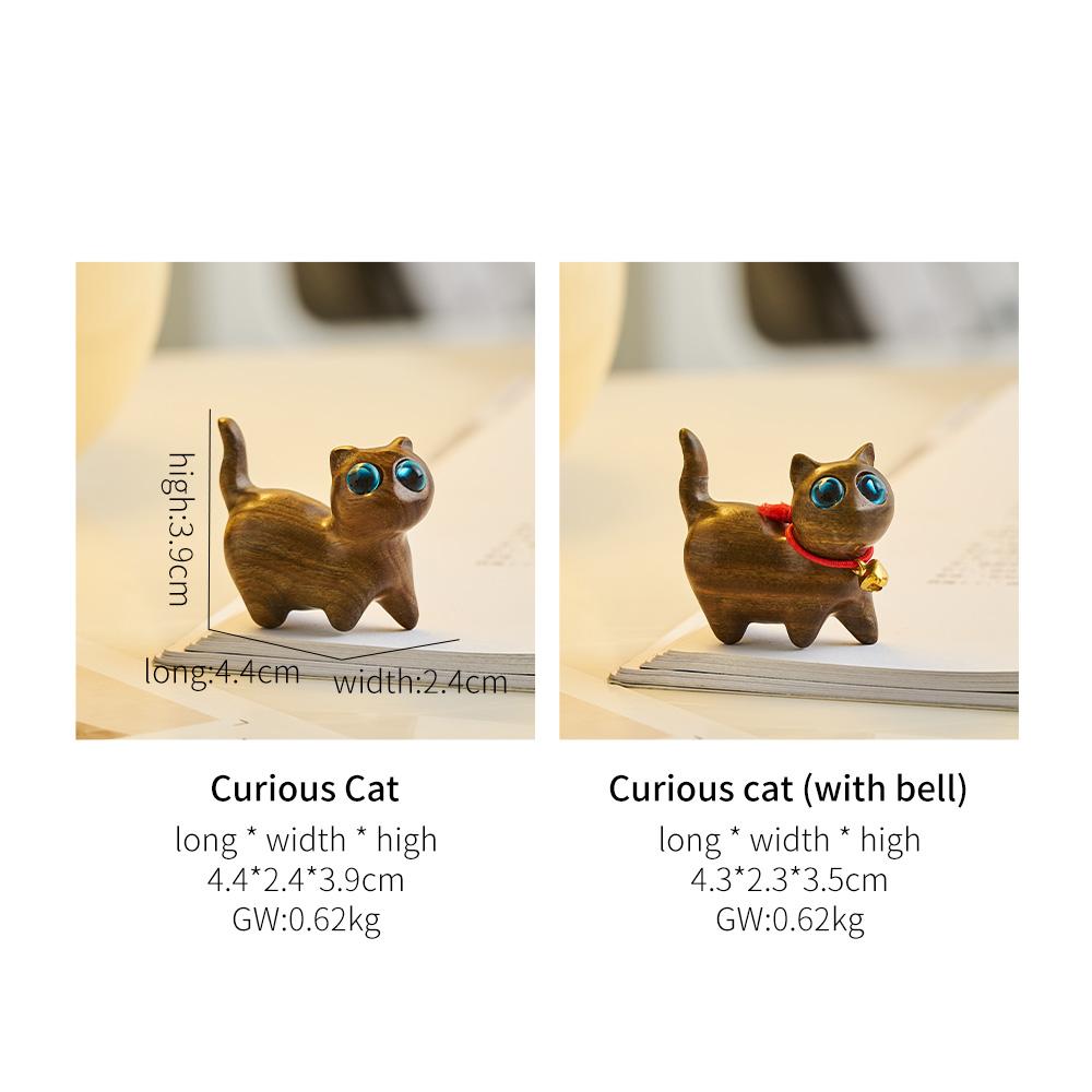 Creative Gift Office Desk Sculpture Decorative Figurines Home Accessories  Home Kawaii Wood Cat Statue Mini Desktop Decoration