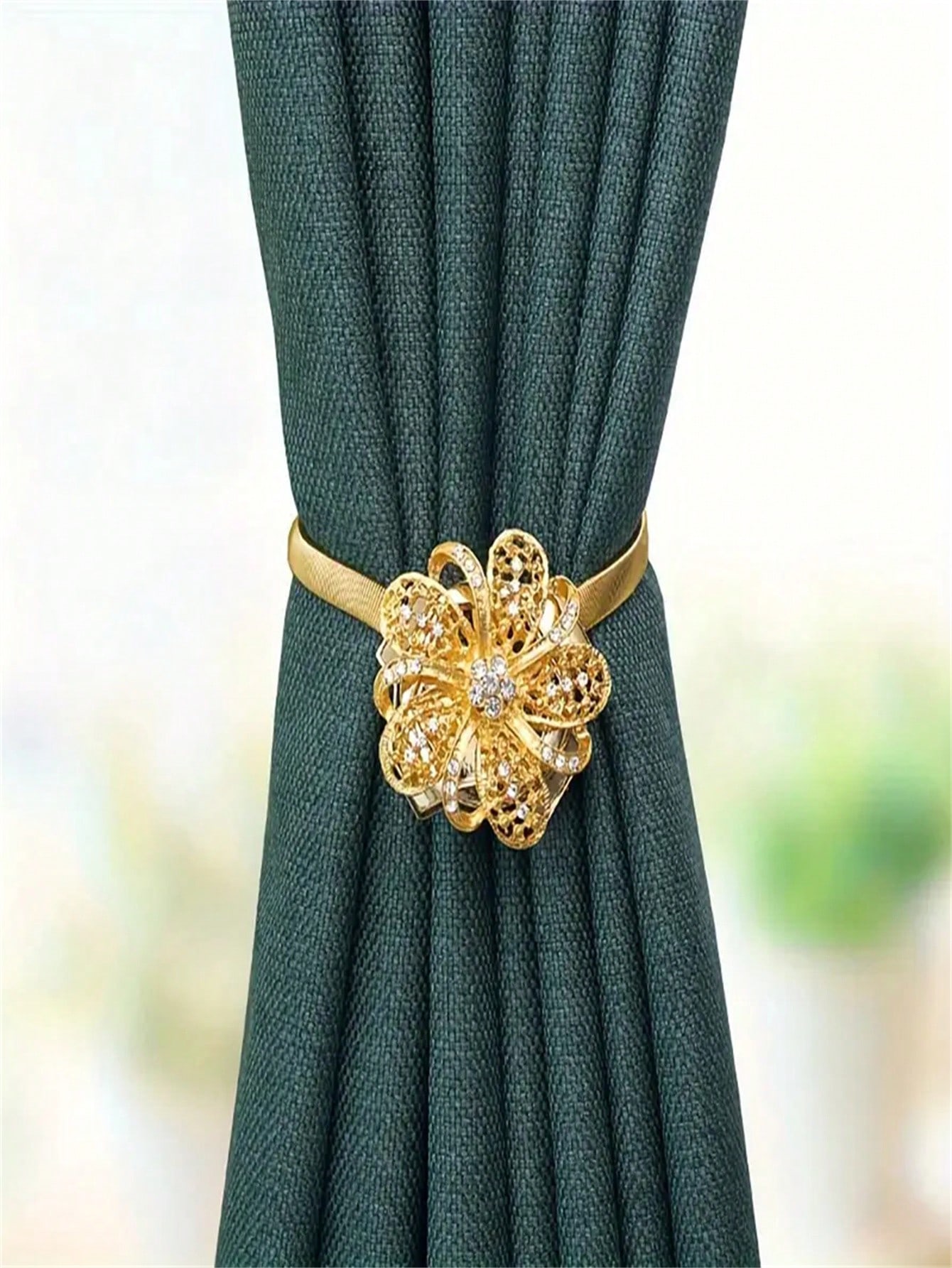 

Магнитные подхваты для штор с кристальным декором - Универсальные фиксаторы для штор для гостиной, офиса и домашнего декора | золотой