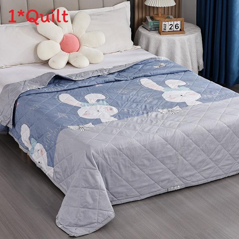 Flower Rabbit Green Leaf Print Pattern Duvet With Polyester Fill Bedroom For
