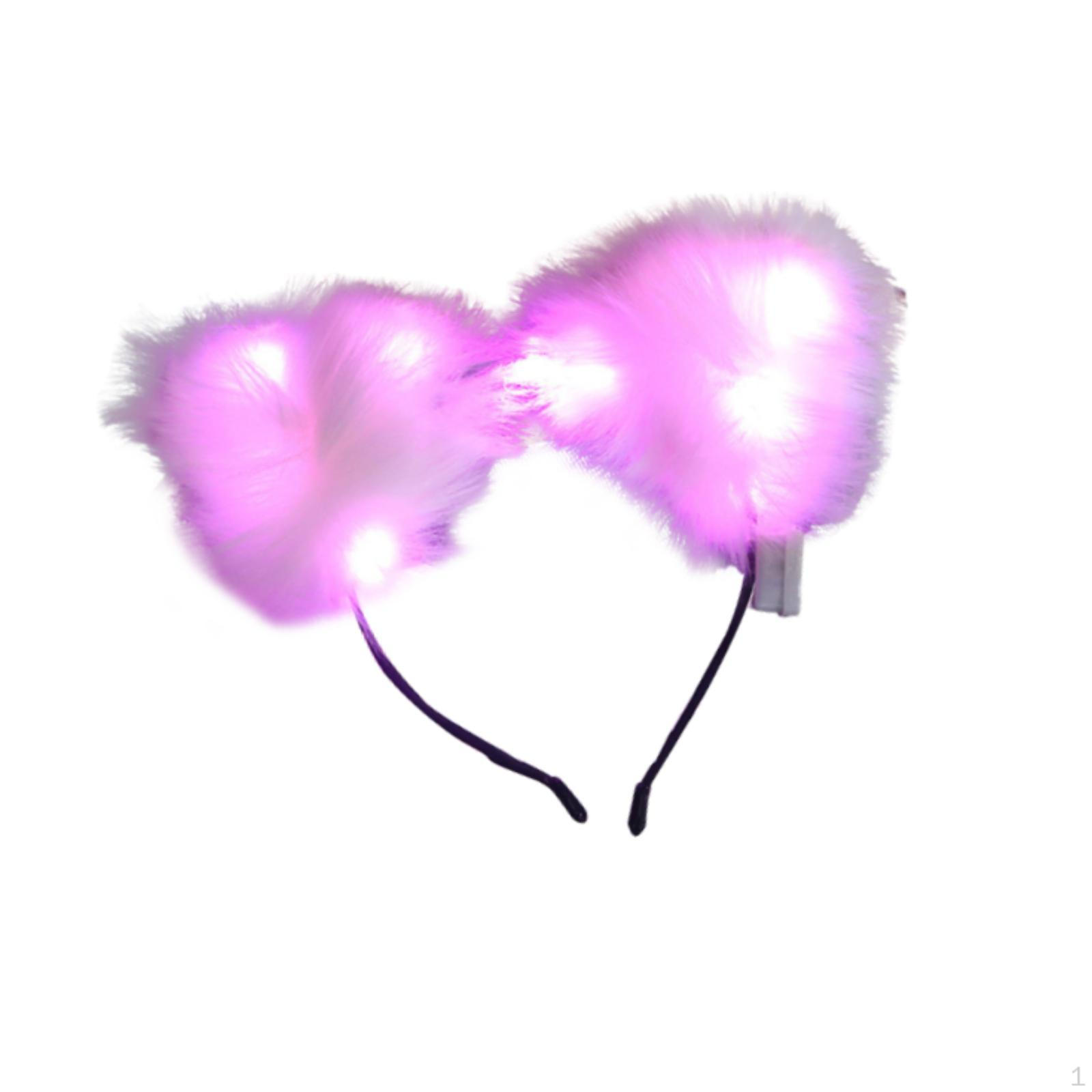 

Светящиеся пушистые ушки повязка на голову 3 режима освещения повязка на голову для свадьбы детей взрослых Pink Light