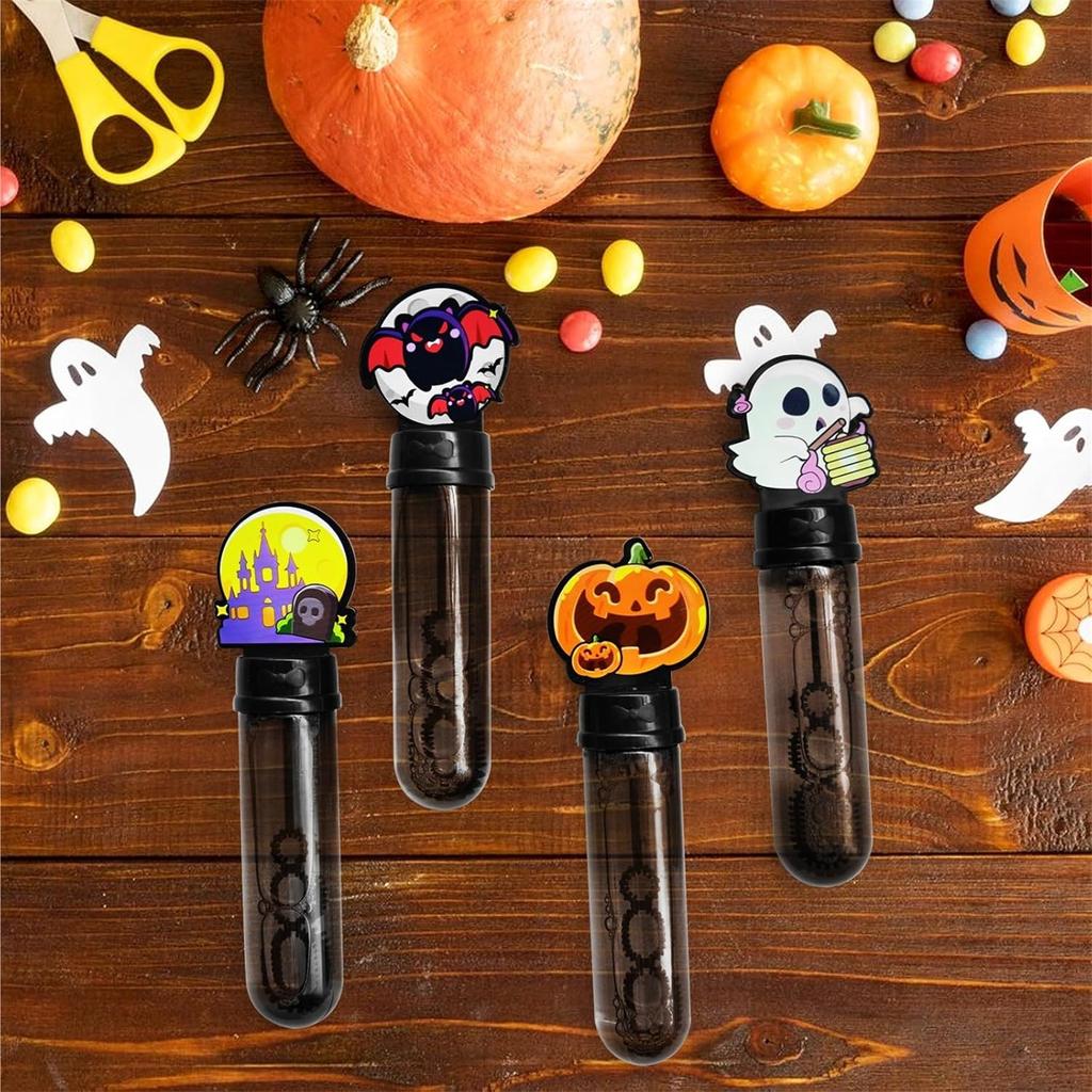 24 Pack Halloween Bubble Wands For Kids - Spooky Ghost, And Designs,  Goodie Bag Stuffers, Birthday Gifts, Carnival Prizes\4.5ml