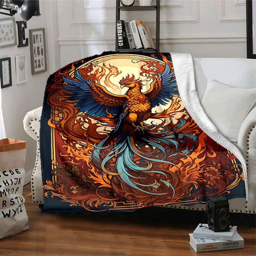 1PC Phoenix Rising Print Blanket, Soft Throw Blanket - Warm & Cozy for Couch, Bed, Office, and Travel yy250912186