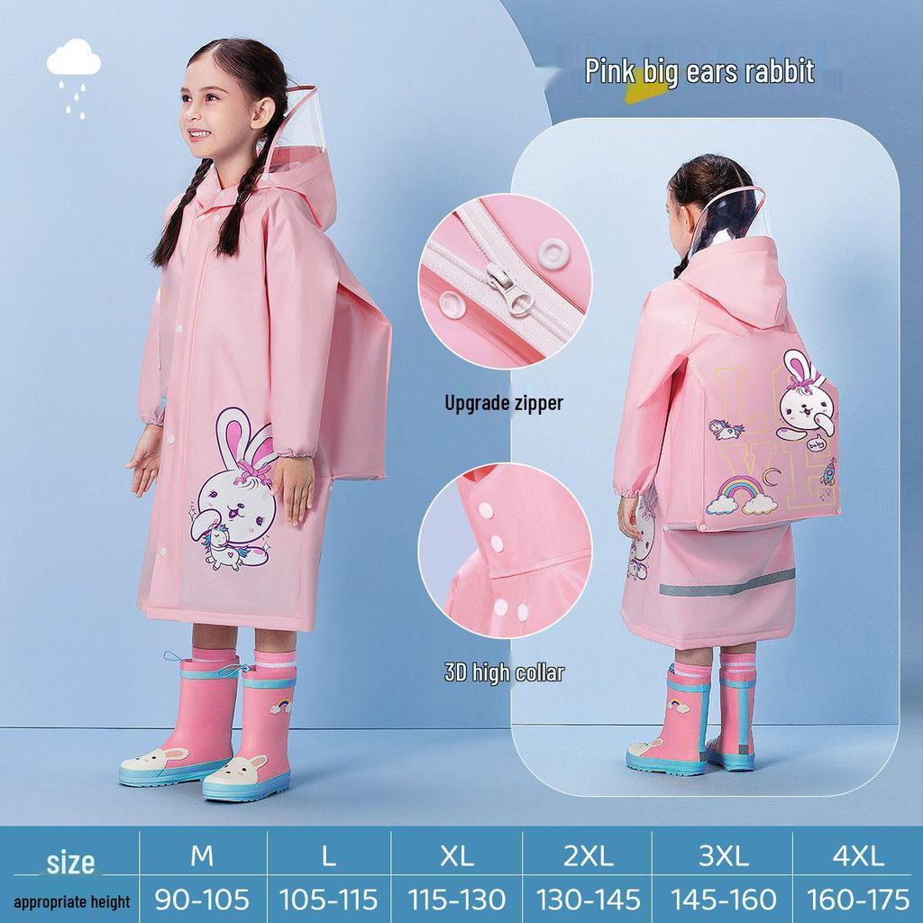 Children's Cartoon Rain Poncho with Backpack Slot for Kids