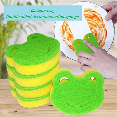 5 Pezzi Spugne Pulizia Forma Rana Alta Qualità Paglia di Grano Doppia Faccia, Spugnette Abrasive Multifunzione per Cucina Bagno Resistenti per Lavastoviglie