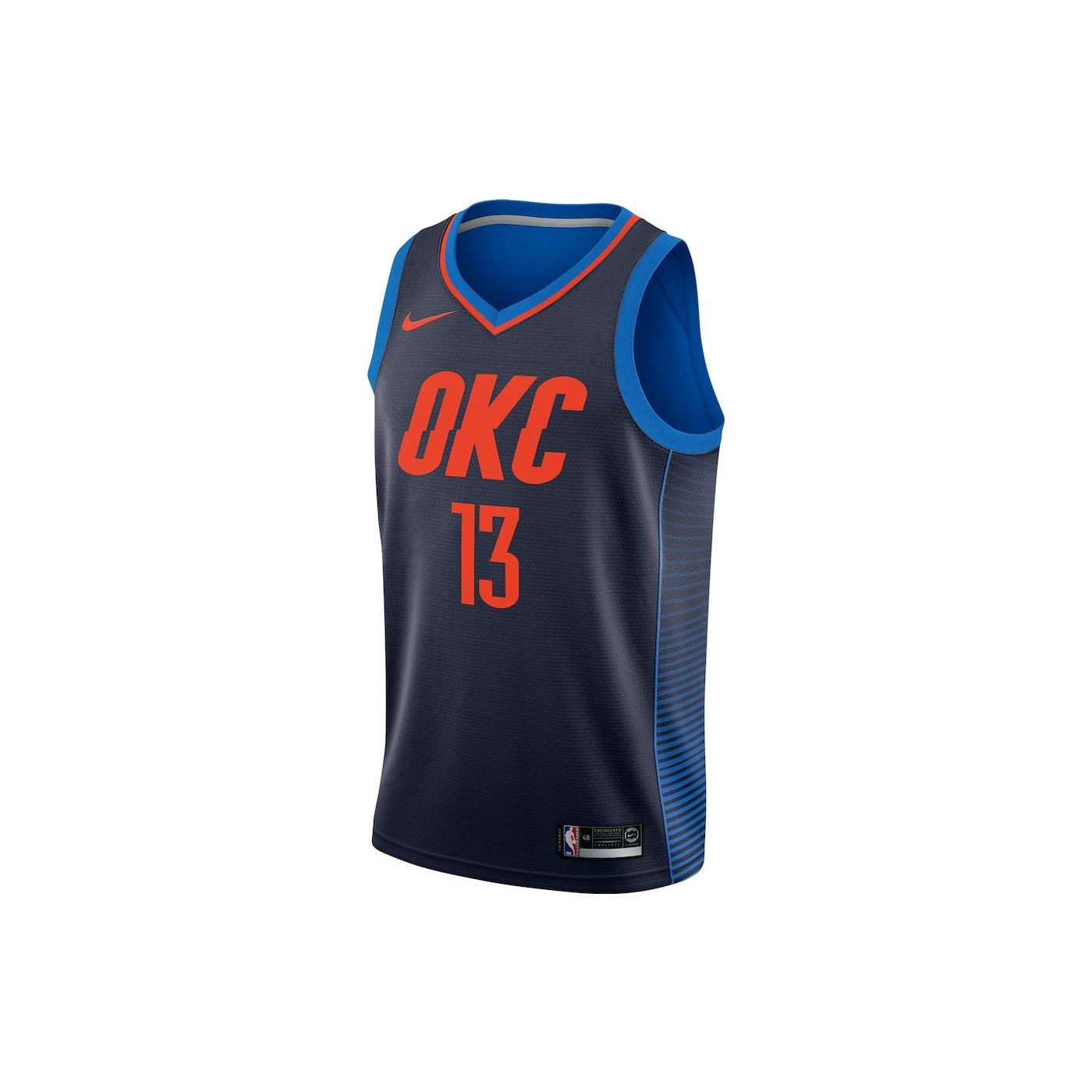 Nike NBA Fan Edition Thunder Team George No. 13 Basketball Jersey Men jersey Blue 877216-422 M