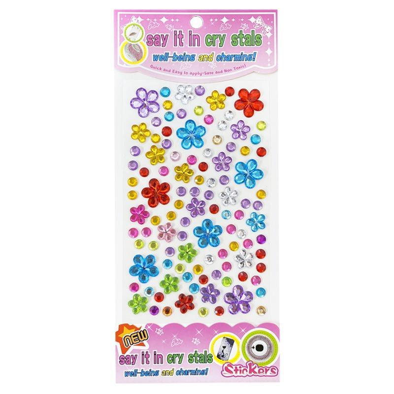 1 Sheets 3D Gem Acrylic Crystal Stickers Kids DIY Decoration Self Adhesive Jewel Crafts Sparkly Rhinestone Stickers Girls Gifts