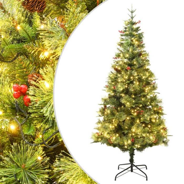 VidaXL Sapin de Noël Pré-éclairé et Pommes de Pin, Arbre de Noël avec LED, Décoration de Vacances, Ornement de Fête 3094558