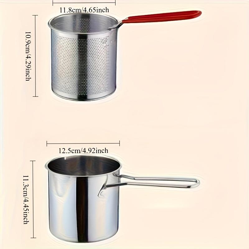 

Фритюрница из нержавеющей стали с решеткой для фильтрации - Прочная и легко моющаяся конструкция для идеального картофеля фри, рыбы, курицы - Незаменимый прибор для домашней кухни Deep Fryer+Fryer Basket