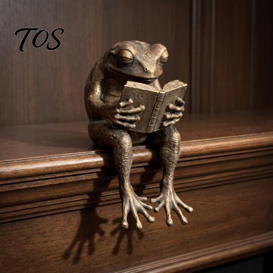 Literarischer Stil Raumdekoration Lese-Frosch Figur, Buchstützen für Bücherregal Dekoration, Harz Ornament Exquisites Geburtstagsgeschenk Freunde Zuhause Büro Arbeitszimmer