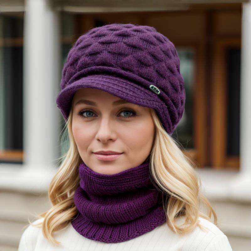 Women's Autumn/Winter Knit Beret with Ear Protection for Middle-Aged and Elderly