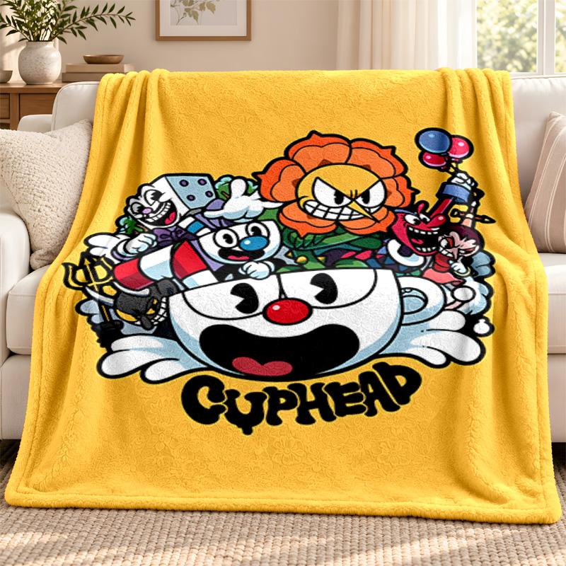 Cuphead Decke Flanelldecke Weiche Gemütliche Plüschdecke für Sofa Bett Leichte Heimdekoration Outdoor Camping