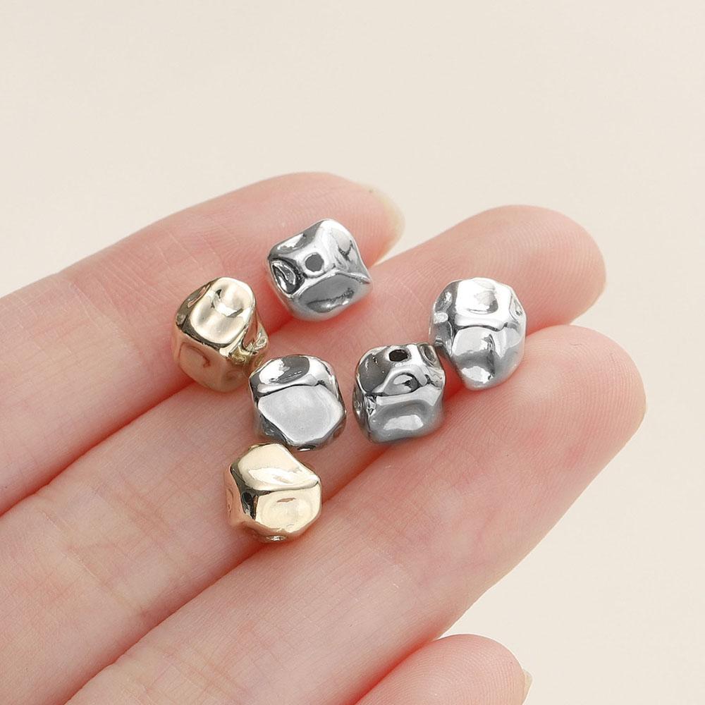 10Pcs/Pack 14K Gold Color Plated Metal Brass Irregular Shape Spacer Beads For DIY Handmade Bracelet Jewelry Making Accessories