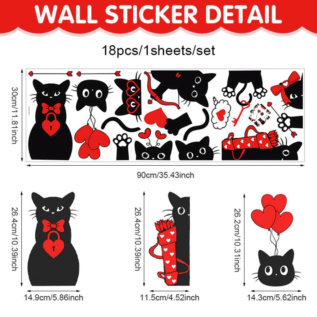 

PVC Self Adhesive Valentines Day Wall Stickers Removable Love Cat Balloon Theme Decor Stickers for Wedding Party Home Window