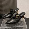 Slippers thin heel sandals pointed head sexy high heel 2025 women's French Mueller temperament spring and summer bag head new half slippers