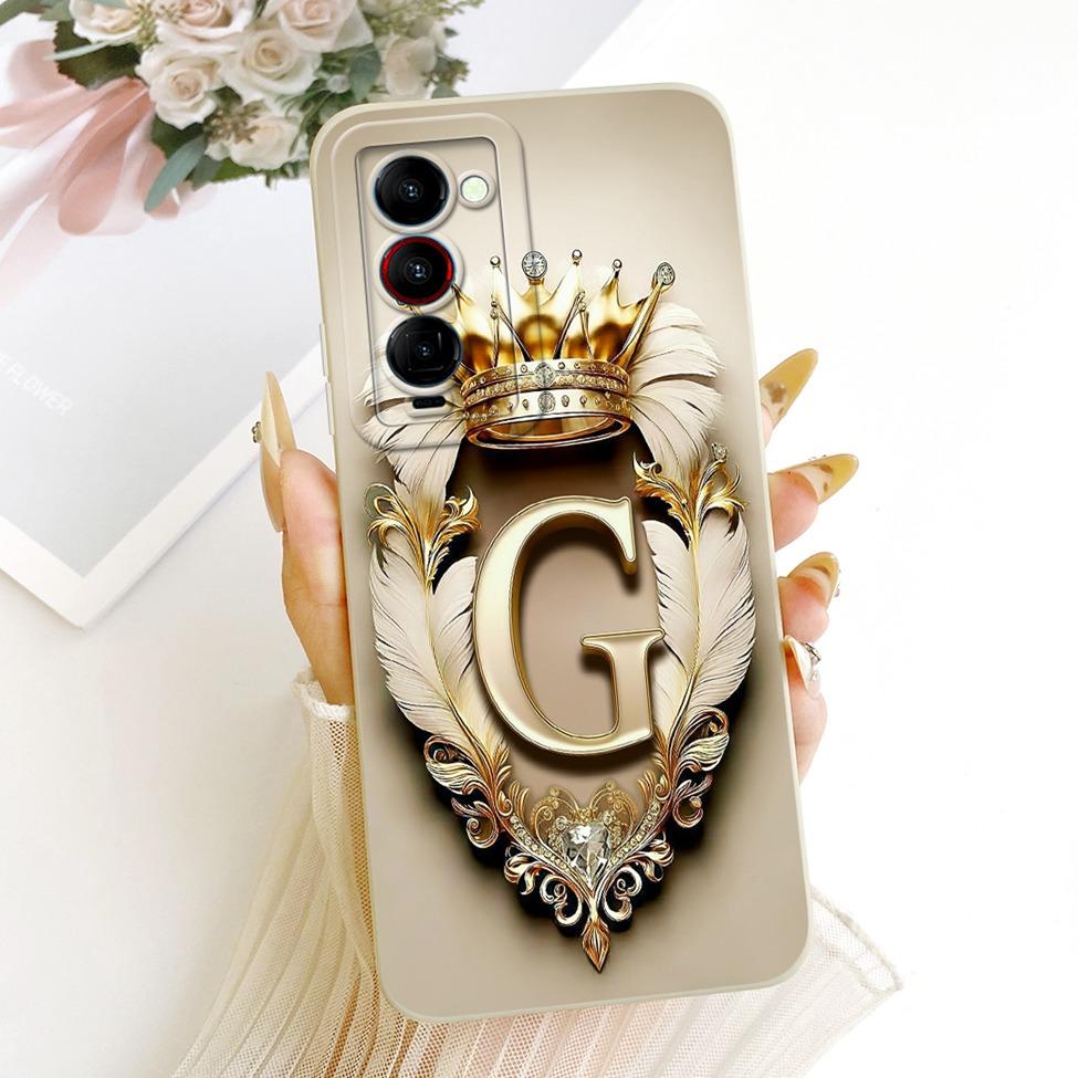 For Tecno Camon 18Premier CH9 CH9n Phone Case For Tecno Camon 18 Premier Cover Luxury A-Z Letters 2D Painted Silicone Casing