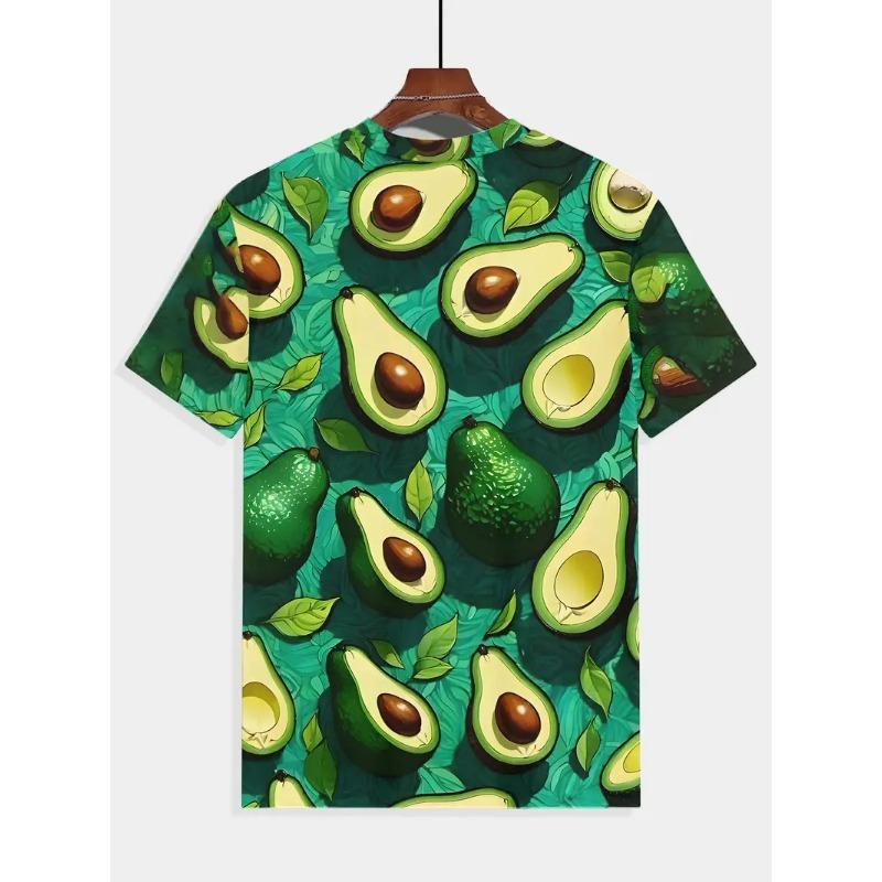 Men's 3D Printed Full Colorful Fruit Image Pattern T-shirt Humorous Digital Printed Short Sleeved T-shirt Breathable Polyester Round Neck Casual