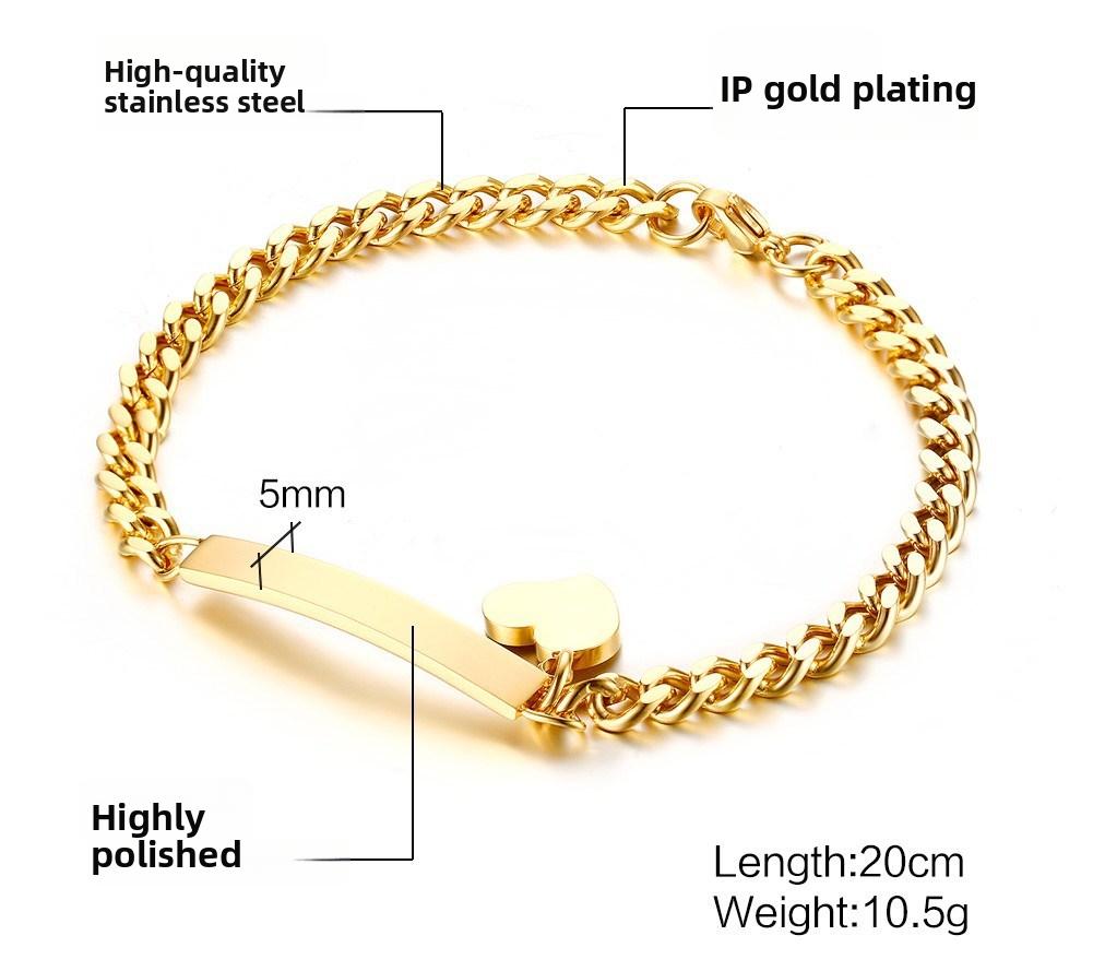 Oem Stainless Steel Curved Bracelet Chain gold Women's Fashion Children's Gift 1152