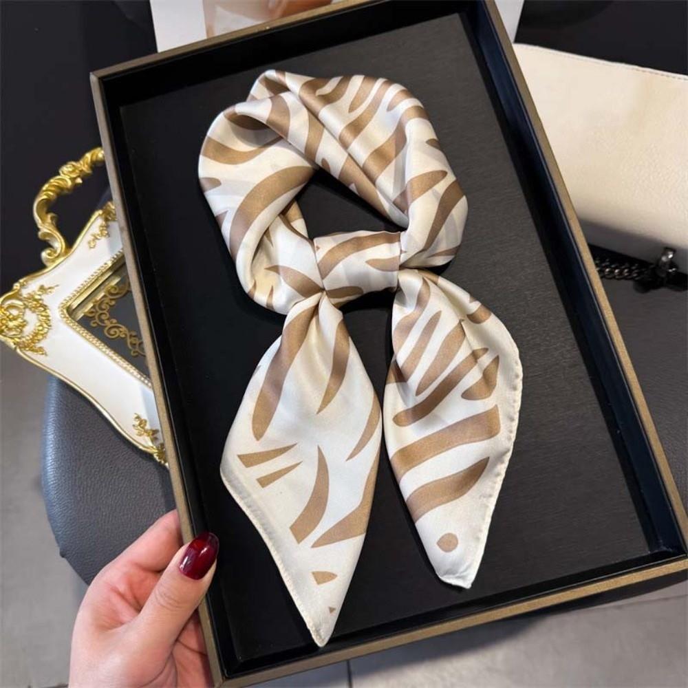 Patterned Shawl Stripes Square Headscarf Lightweight Printed Silk Scarf  Clothing Accessories