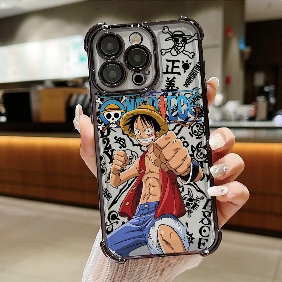 One Piece Luffy Cute Case for Apple iPhone 13 12 11 Pro Max 17 Air 16 15 14 Plus 16e Clear Cover