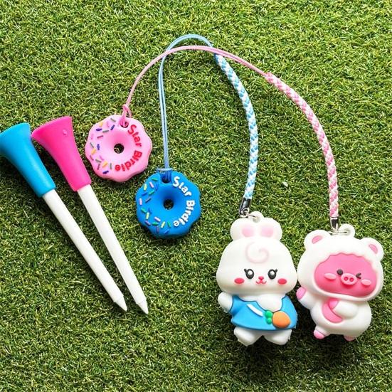 Golf Tee Hanger Plastic Anti Lost Golf Tee Ring with Strap Cartoon Animal Golf Tee Holder Tee Loss Prevention Golf Accessories for Men Women