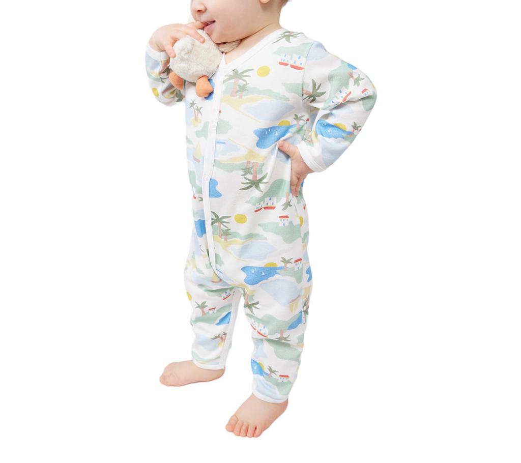 Petit Bateau A0CNE Footless 6 Months Romper, Off-White/Multicolor, 67cm,