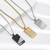 European and American Trend Square Sweater Chain Necklace Retro Hip-hop Titanium Steel Pendant Necklace for Men