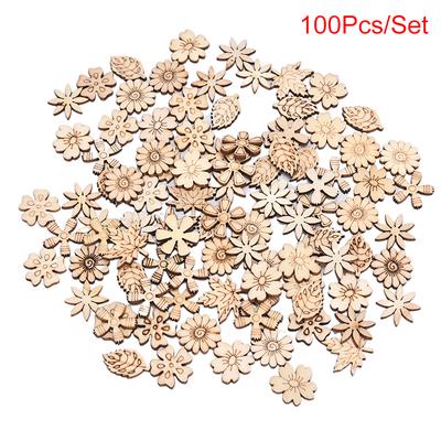 100Pcs Mixed Patter Doodle Spielzeug Natürliche Holz Scheibe Sammelalbum Diy Handwerk Machen
