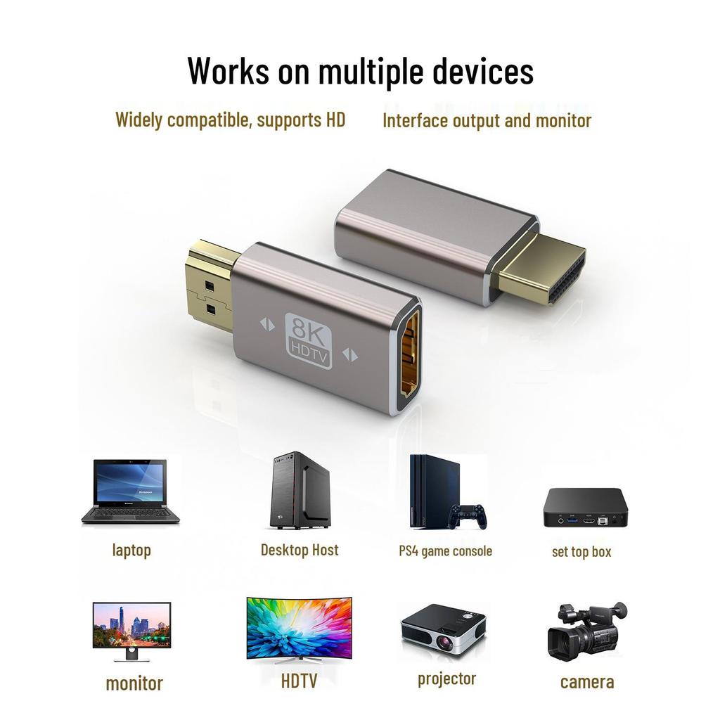 HDMI 2.1 Right-Angle Adapter for TVs, Computers, and Projectors, Aluminum Alloy