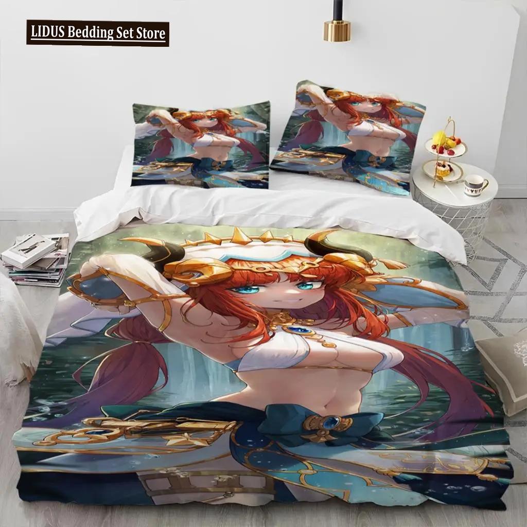 Set de lenjerie de pat Anime Genshin Impact Game Băieți Fete Twin Queen Size Husă de pilota Față de Pernă Pat Copii Adulti Textile de casaextile