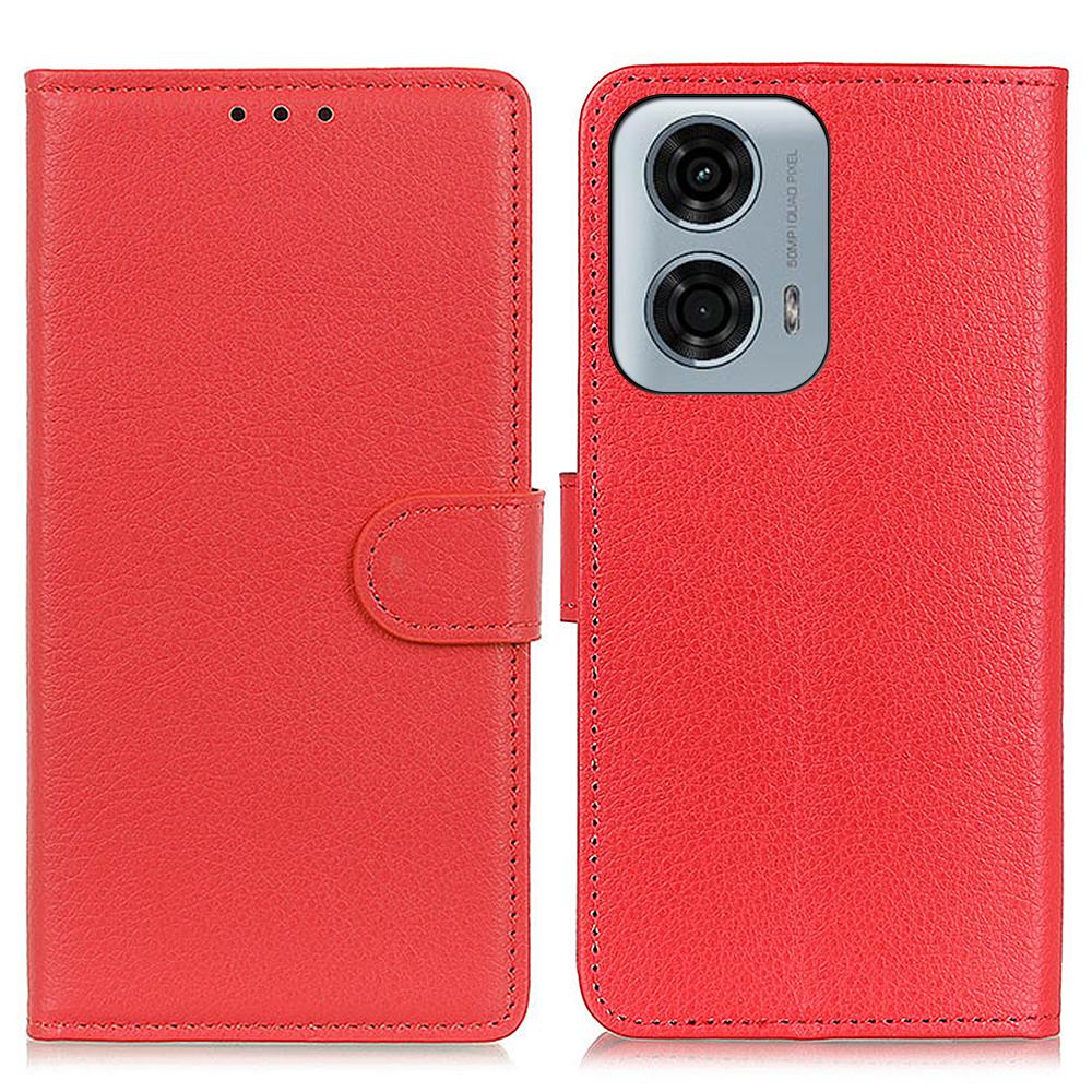 For Motorola Moto E14 4G/G04 4G/G04s 4G/G24 4G Case Litchi Texture Stand Phone Protective Cover
