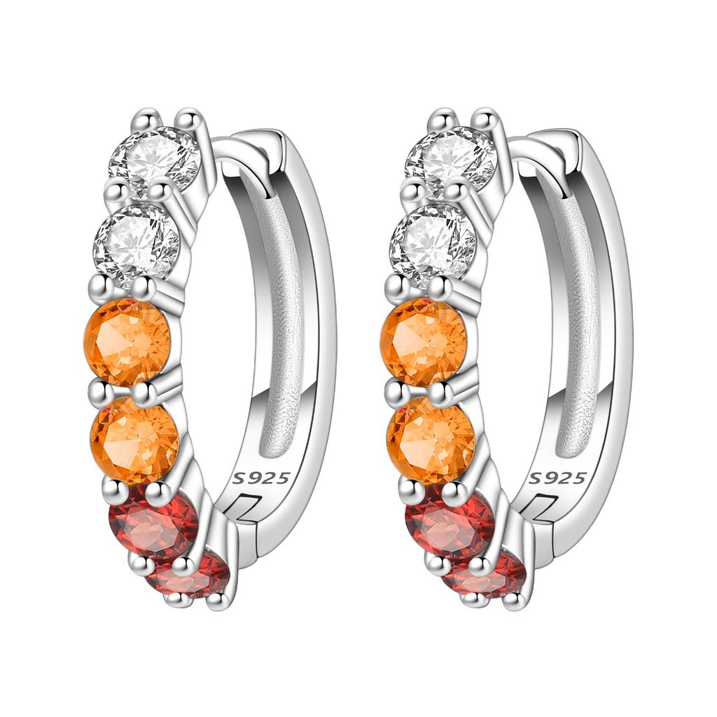 Orstarry S925 Silver Hoop Earrings Sparkling Blue Yellow Zircon Jewelry For Women Party Gifts