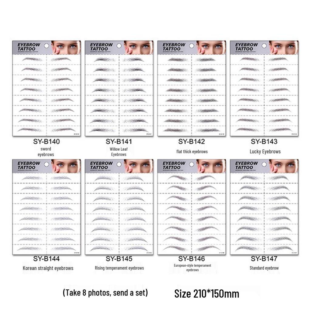 In Stock: 6D Waterproof Eyebrow Tattoo Stickers - Black/Brown Microblading Simulation