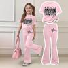 Kids Girls Casual Short Sleeve Printed Outfit Set for Play and Daily Wear