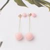 Artificial Hair Ball Drop Earrings for Women Winter Round Long Tassel Earrings Statement Red Black Ear Jewelry