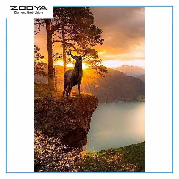 

ZOOYA DIY 5D Полный дрель Алмазная картина Олень Пейзаж Вышивка Крестом Мозаика Домашний Декор Подарок