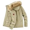 Herren Herbst und Winter Warmer Parkermantel Übergröße Reißverschluss Warme Jacke Flauschige Stehkragen Freizeitjacke