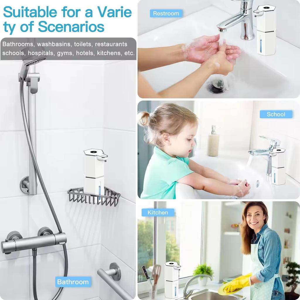 Foaming Soap Dispenser Wall-Mounted No Drilling Liquid Soap Dispenser Long Battery Charging Automatic Soap Dispenser Ipx5