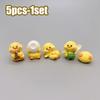 1/6pc-1set Little Yellow Duck Model Cartoon Resin Car Decor Ornaments Home Bedroom Office Living Room Auto Interior Decor