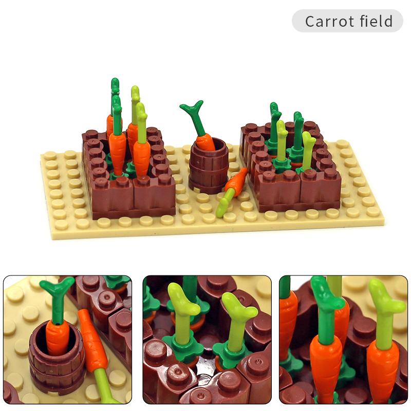 Moc Farm Animals Trees Plants Construction Blocks Toy Sets Henhouse Blocks Toy Sets For Kids Gifts With Vegetables Fruits Blocks Parts