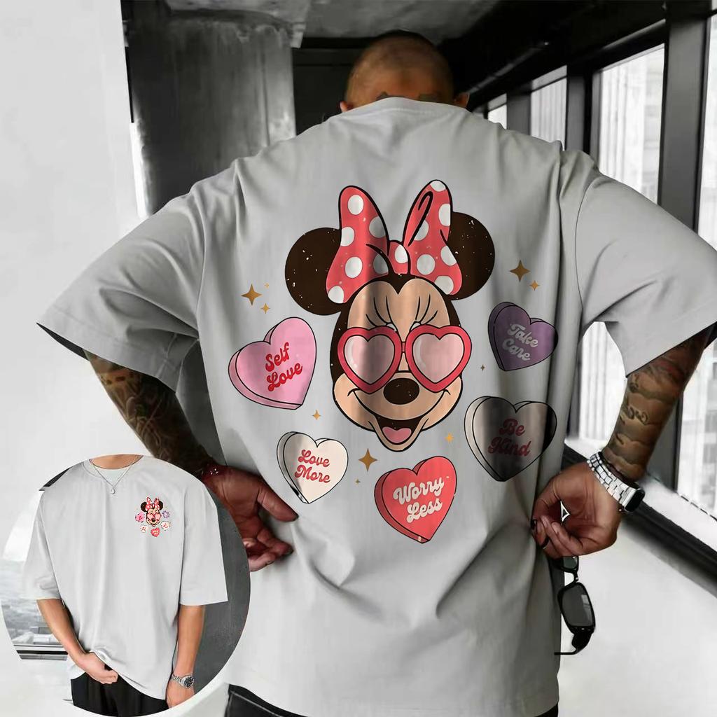 Summer 2026 Disney Cute Mickey Mouse Print Tshirt 100 Pure Cotton Shortsleeved Casual Loose Breathable Top Unisex