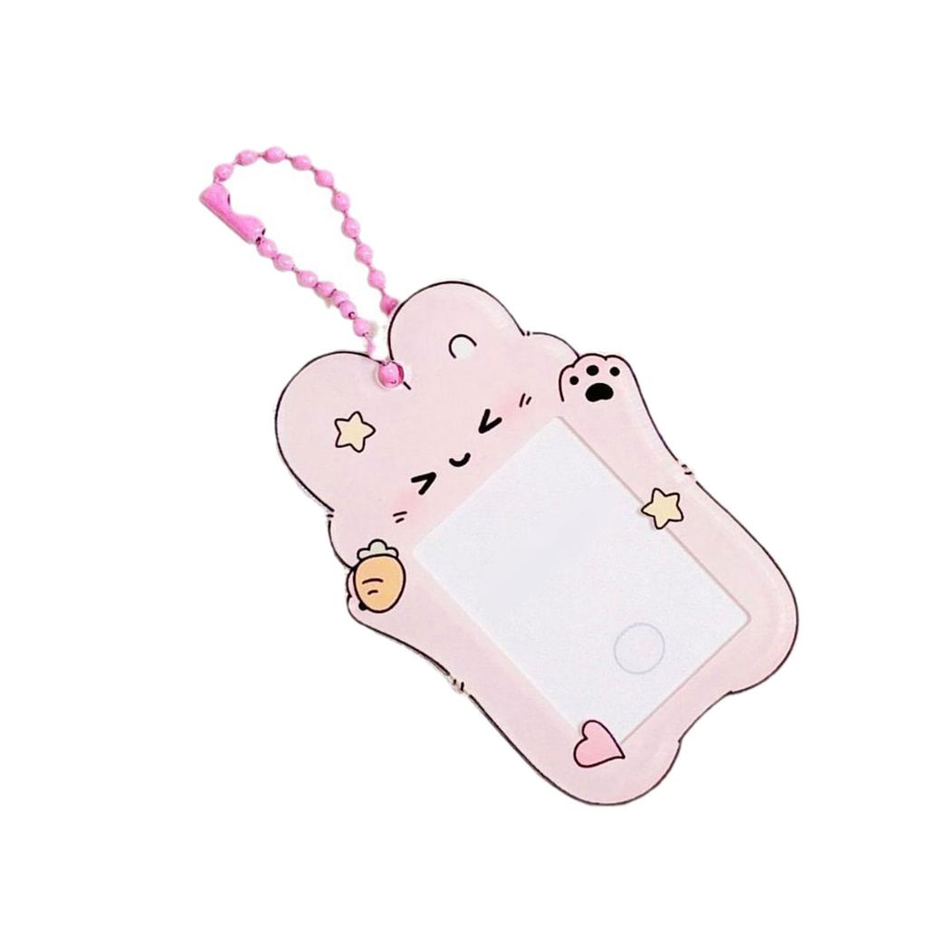 Cartoon Photocard Holder 1Inch Kpop Photo Card Holder with Keychain Id Cards Holder Pendant Keychain Student Card Sleeve