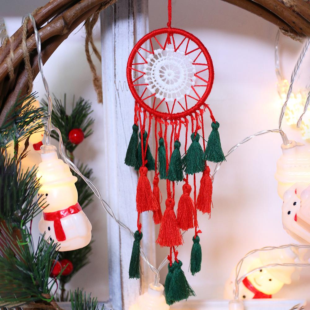 

Christmas Dreamcatcher Wind Chime Pendant Small Dreamcatcher Handmade Weaving Decoration Gift for Girls красный