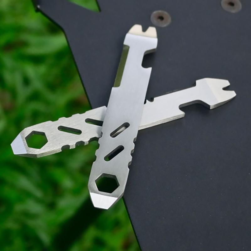 Stainless Steel Multifunctional Pry Bar Mini Edc Hex Wrench Bottle Opener Portable Outdoor Bicycle Repair Tool