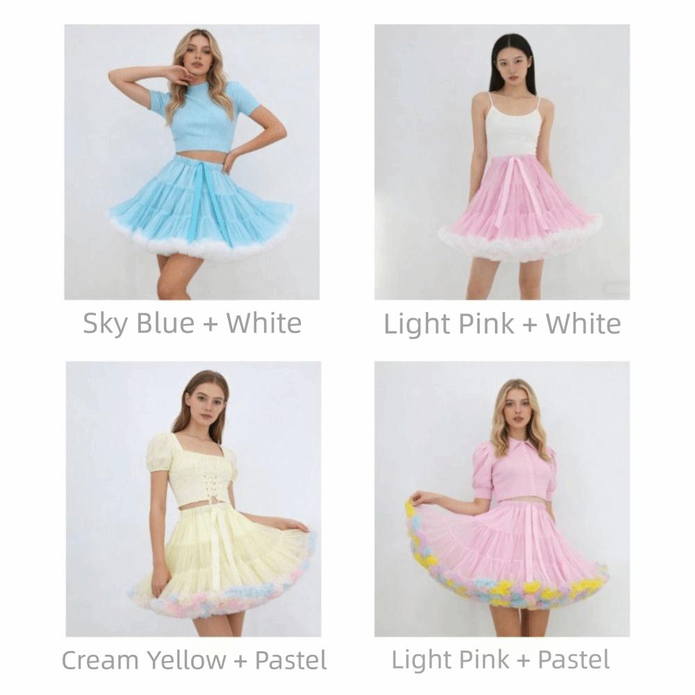 58 Styles Lolita Tutu Skirt 42cm 280g Hexagon Mesh Crinoline No Bone Petticoat Daily Cosplay